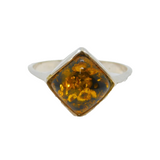Sterling Silver Baltic Amber Offset Square Contemporary Ring c2000 Size S