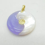 Chinese 14ct Gold, Dyed Jade & Mother of Pearl Yin-Yang Pendant Vintage