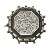 Victorian Sterling Silver Leaf Pattern Sweetheart Brooch Antique 1881 Bham