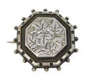 Victorian Sterling Silver Leaf Pattern Sweetheart Brooch Antique 1881 Bham