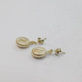 Pair of Sterling Silver Coffee Bean Design Stud Earrings Vintage c1970