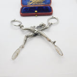 Georgian Revival Sterling Silver Novelty Circus Harlequin Sugar Scissors 1971