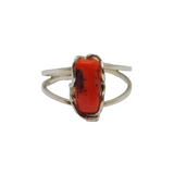 Sterling Silver Red Coral Split Band Studio Dress Ring Modern c1990 Size R 1/2