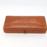 Brown Tooled Leather Jewellery Cufflinks Box Ipswich Antique c1920 Deco