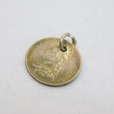 Victorian Sterling Silver Sixpence Coin Charm Pendant Antique 1889