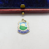 Sterling Silver and Enamel Castleton Travel Shield Charm Pendant Vintage c1970