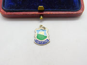 Sterling Silver and Enamel Castleton Travel Shield Charm Pendant Vintage c1970