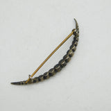 19th Century Sterling Silver Graduating Paste Set Crescent Moon Brooch Antique