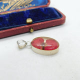 Sterling Silver & Resin Set Flower Petal Pendant Vintage c1970
