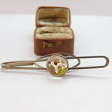 Silver Plated & Reverse Carved Essex Crystal Jack Russell Terrier Tie Clip c1950