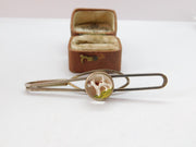 Silver Plated & Reverse Carved Essex Crystal Jack Russell Terrier Tie Clip c1950