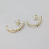 Pair of Sterling Silver Multi Stone Paste Set Curved Stud Earrings Vintage c1970
