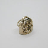 Sterling Silver Floral Cow Bell 'Samoens' Souvenir Charm Pendant Vintage c1970s