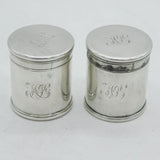 Victorian Pair of Sterling Silver Travelling Salt & Mustard Pot Antique London