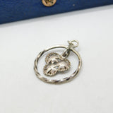 Sterling Silver Three Flower Floral Drop Pendant Vintage c1970