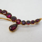 Georgian 9ct Gold Closed Back Garnet Wave Brooch Antique c1800s