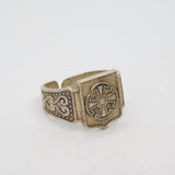 Sterling Silver Celtic Cross Open Back Signet Band Ring Vintage c1990 Size N