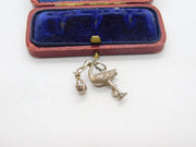 Sterling Silver Stork Carrying the Baby Birth Charm Pendant Vintage c1970