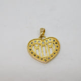 Gold On Sterling Silver CZ Set Open Heart "MUM" Charm Pendant Vintage c1970