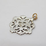 Victorian Sterling Silver Floral Dress Button Conversion Pendant Antique London