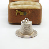 Sterling Silver Straw Hat Charm Pendant Vintage c1970