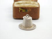 Sterling Silver Straw Hat Charm Pendant Vintage c1970