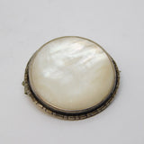 Sterling Silver Mounted Mother of Pearl Dress Brooch Antique c1920 Art Deco