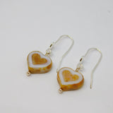 Pair of Sterling Silver Czech Glass Hearts Hook Drop Earrings Contemporary c2015