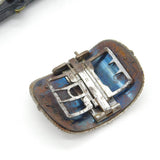 Victorian Boxed Pair of Cut Steel & Iron Pyrite Buckles Antique c1880s