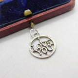 Sterling Silver I Love You Charm Pendant Vintage c1970