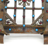 19th Century Austro-Hungarian Bronze & Cabochion Set Picture Frame Antique