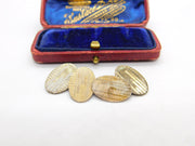 9ct Gold on Sterling Silver Oval Form Engine Turned Cufflinks Antique c1930