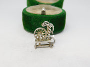 Sterling Silver Spinning Wheel Charm Pendant Vintage c1970