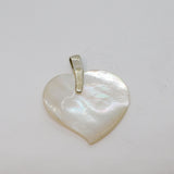 Sterling Silver Cut Natural Shell Heart Pendant Vintage c1970