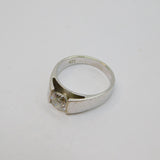 Sterling Silver Round CZ Solitaire Dress Ring Vintage c1970 Size K