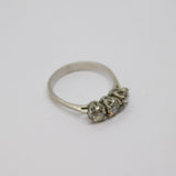 Sterling Silver Three Stone White Topaz Engagement Ring Vintage c1970 Size R