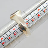 Sterling Silver Offset Square Garnet Studio Band Ring Vintage c1970 Size P