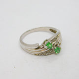 Sterling Silver Green Garnet & Spinel Dress Band Ring Vintage c1990 Size O