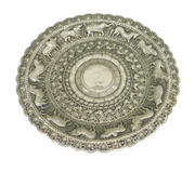 19th Century Ceylonese White Metal Animal Pattern Dish Antique c1880s