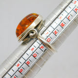 Sterling Silver Baltic Amber Oval Studio Dress Ring Vintage c1970 Size O 1/2
