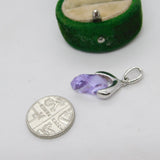 Sterling Silver Amethyst Drop Charm Pendant Vintage c1970