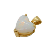 14ct Yellow Gold Heart-Cut Opal Sweetheart Pendant Vintage c1970s