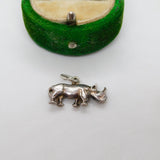 Sterling Silver Rhino Charm Pendant Vintage c1970