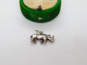 Sterling Silver Rhino Charm Pendant Vintage c1970