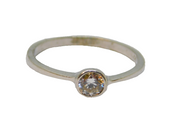 Sterling Silver Paste Solitaire Band Ring Vintage c1970 Size M 1/2