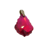 Sterling Silver Raspberry Pink Crystal Peardrop Charm Pendant Vintage c1970s