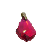 Sterling Silver Raspberry Pink Crystal Peardrop Charm Pendant Vintage c1970s