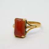 9ct Yellow Gold & Carnelian Agate Set Dress Ring Antique c1930s Art Deco