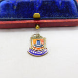 Sterling Silver and Enamel Wales Travel Shield Charm Pendant Vintage c1970