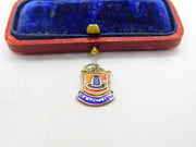 Sterling Silver and Enamel Wales Travel Shield Charm Pendant Vintage c1970